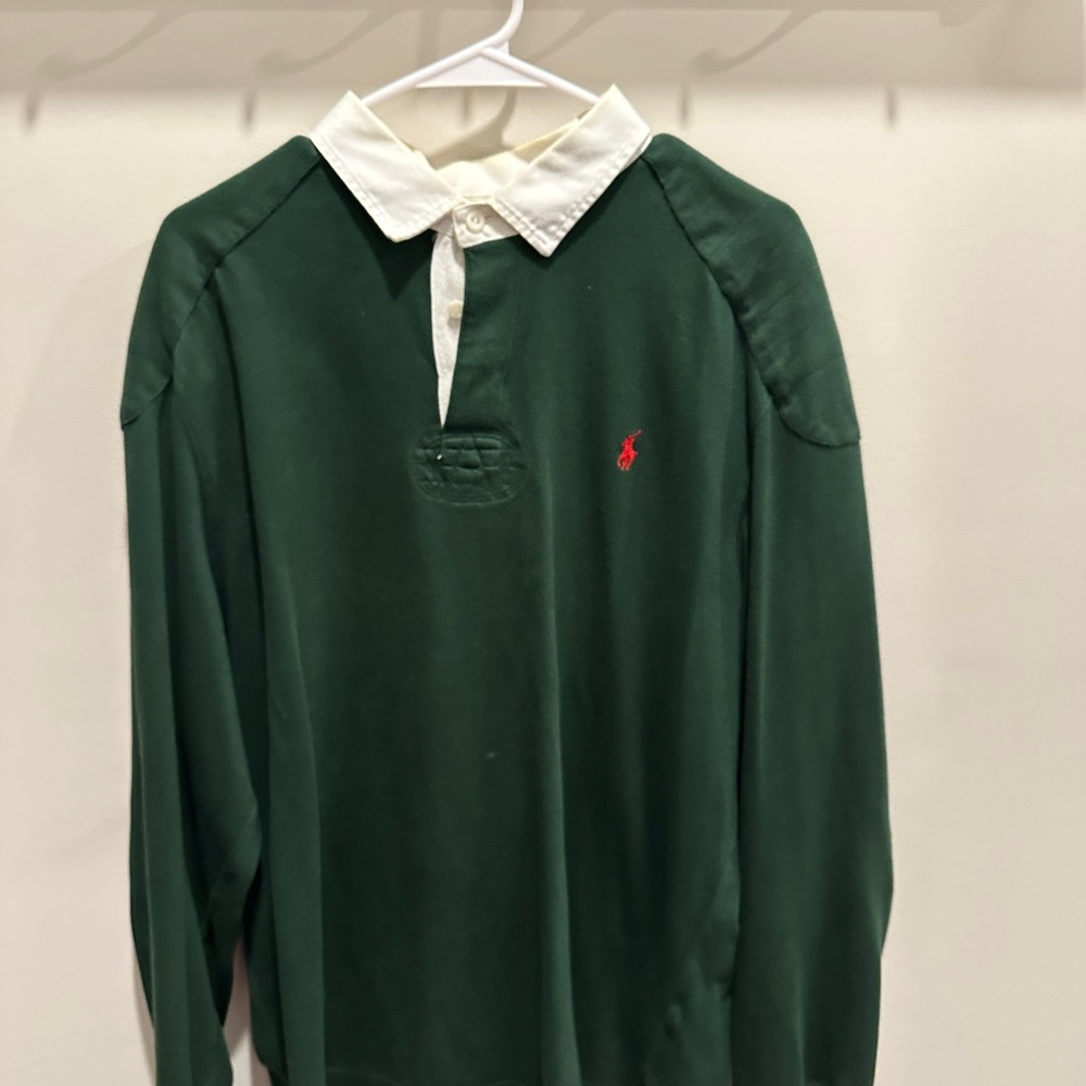 Polo by Ralph Lauren Green Shirt with Cream Collar